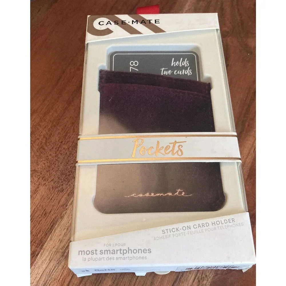 Case-Mate Stick On phone Credit Card Wallet POCKET Burgundy